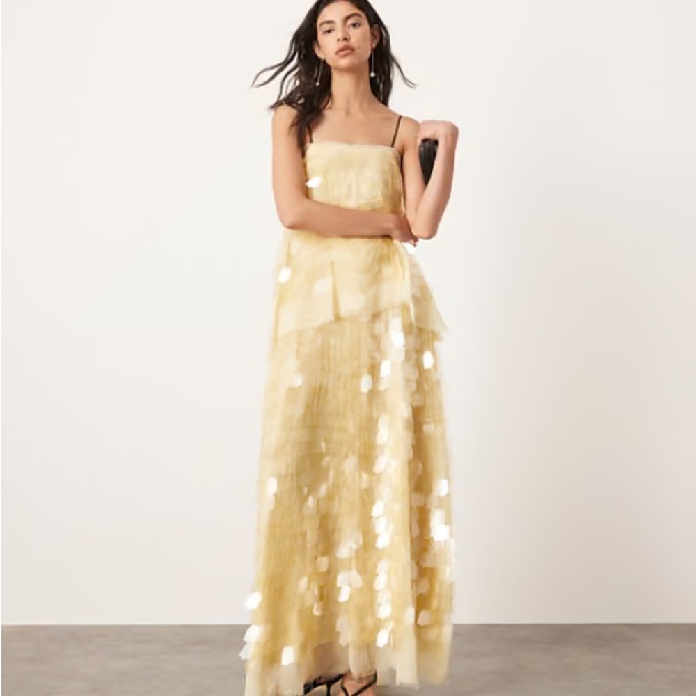 Searching ASOS EDITION embellished shard sequin layered cami maxi dress